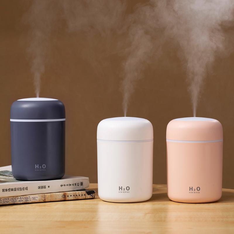 Portable 300ml Humidifier Mini Ultrasonic Air Humidifier Romantic Soft Light Essential Oil Diffuser Car Purifier Cool Mist Maker