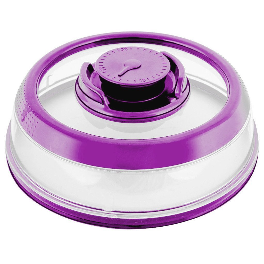 Vacuum Food Sealer Cover, Press Type Vacuum Air Tight Food Sealer Container  Plate Platter Lid Cover Topper Dome(Purple)